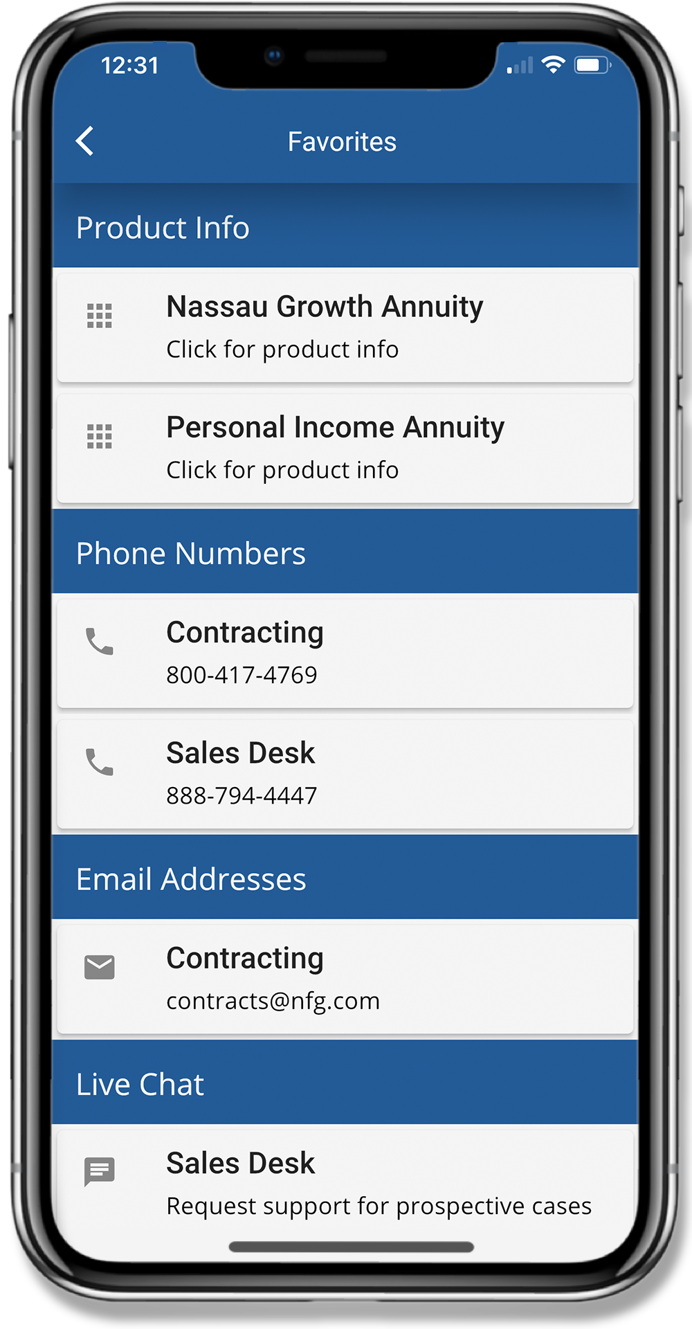 Nassau Agent App Favorites